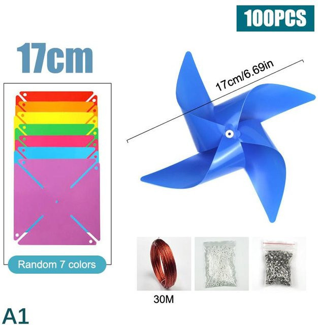 100er-Pack Buntes Windrad-Set von Binchi Outdoor Product in Mehrfarbig mit Aufhängedraht für Garten und Party-Dekoration - Bild 1