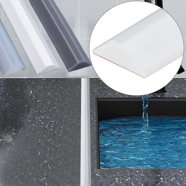 Antirutsch Badezimmer Wasserstopper als Duschbarriere zur Trennung von Nass- und Trockenbereich, Farbe: Weiß, Länge: 100 cm, Breite: 3 cm - Bild 1