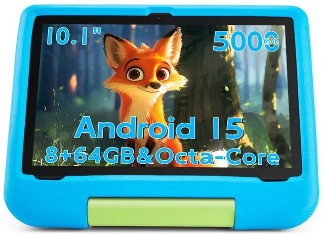 Paitanry Kinder Tablet 2025 mit 10,1 Zoll Android Display, 8 GB RAM, 64 GB ROM, Blau - Bild 1