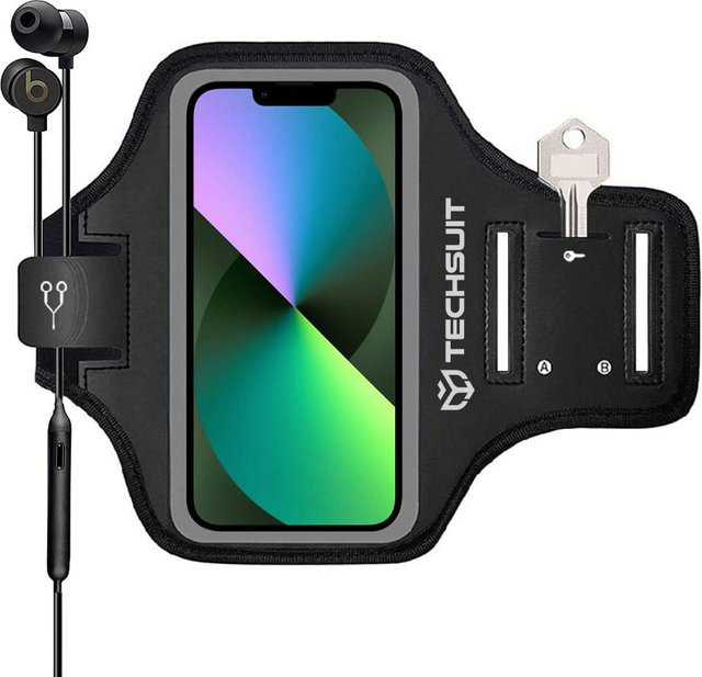 Techsuit Sports TH20 Universelle Handyhülle für Smartphones bis 6,8 Zoll, Schwarz - Bild 1