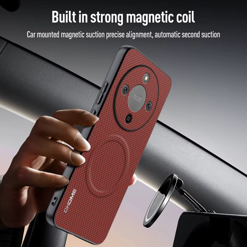 Luxus Silikon Handyhülle mit Auto-Magnethalter für Honor Magic 8 Lite, Honor X9D und Honor X70 5G in Rot, stoßfeste Schutzhülle - Bild 1