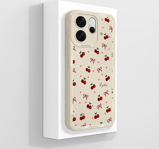 Schutzhülle für Vivo V70, V70 Elite und V70 FE mit Liebesherz und Blumen Design in Beige, staubdicht und fallresistent - Bild 1