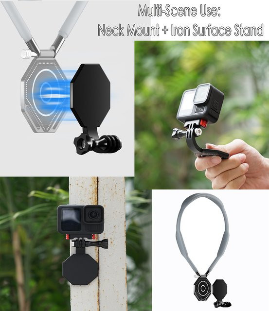 Magnetische Silikon-Umhängebandhalterung mit Schnellverschluss-Adapter für GoPro, DJI und Insta360 Action-Kameras sowie Smartphones - Bild 1