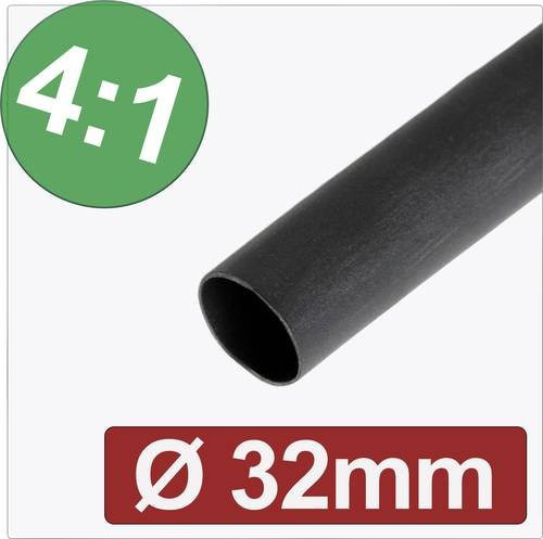 Quadrios Schrumpfschlauch mit Kleber Schwarz 32mm x 8mm Meterware - Bild 1