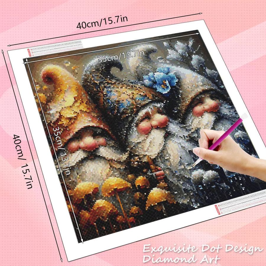 HUACAN 5D DIY Diamantmalerei Kobold Zwerg Cartoon Mosaik Strass Bild Multicolor B/H: 20 x 20 cm - Bild 2