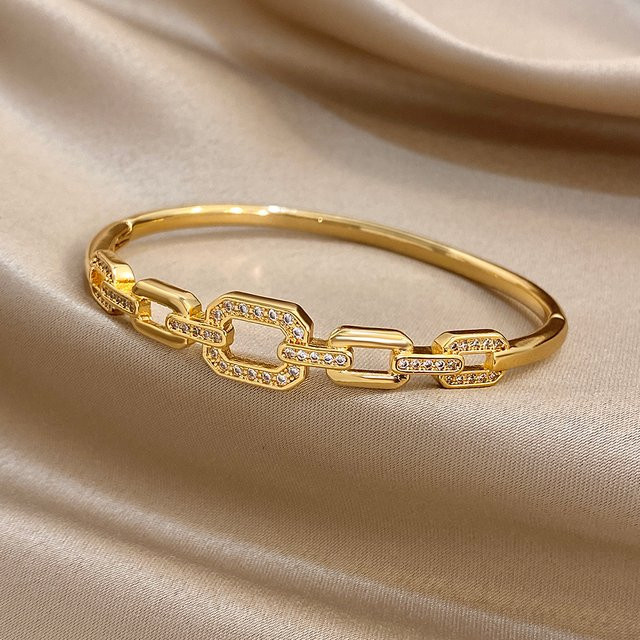 Greatera Armreif, Messing, Gold, Zirkonia, Damen - Bild 1