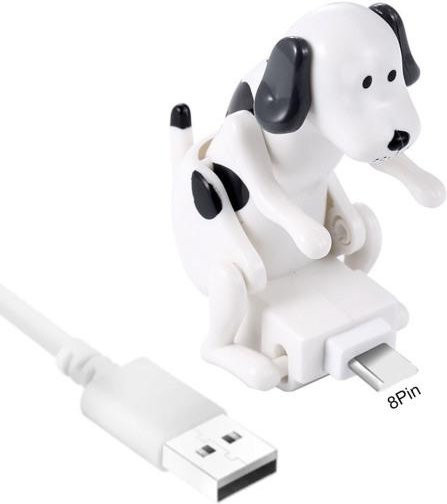 NOHM Fun Humping Dog Ladekabel mit Smart-Chip in Weiß für USB-C, Lightning und Micro-USB - Bild 1