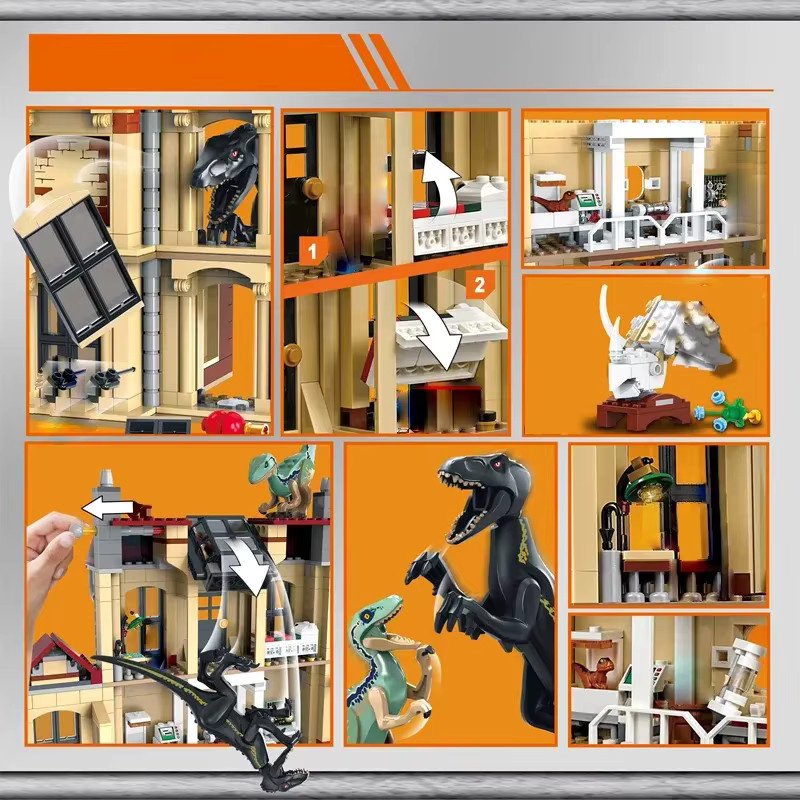 LEGO Dinosaurier-Park Tyrannischer Drache greift das Herrenhaus an, Bausteine-Spielzeug-Puzzle - Bild 5