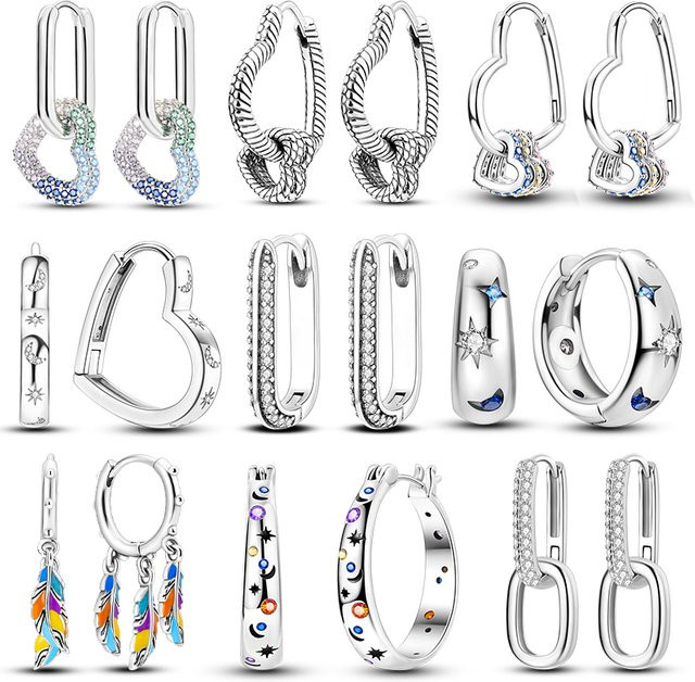 Hapour Creolen 925 Silber, Mond, Sonne, Damen - Bild 1