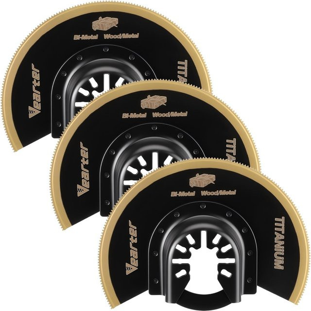 Vearter 3-teiliges Titan-beschichtetes Oszillierendes Multitool Halbkreissägeblatt-Set in Gold für Metall und Holz - Bild 1