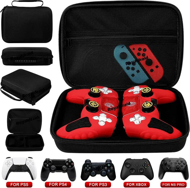 Ispoofer Aufbewahrungstasche für PS5, PS4, Xbox Series und Nintendo Switch Pro Controller, stoßfeste Reisetasche für Gamepads, Schwarz - Bild 1