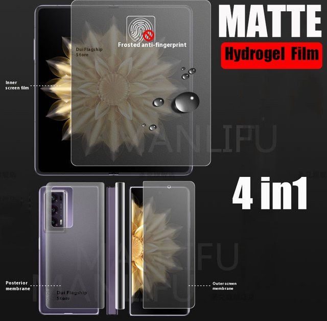 4 in 1 Hydrogel-TPU-Schutzfolie für Honor Magic V3, V2 und Vs3 mit mattiertem Scharnieraufkleber und Vollbildschutz, transparent - Bild 1
