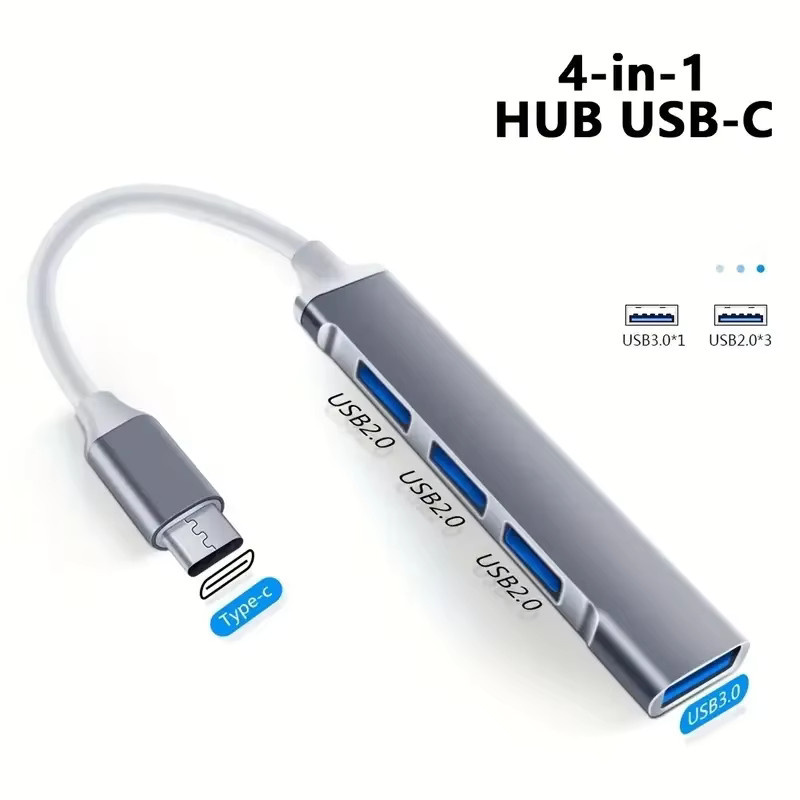 4 Port USB-C Multi Splitter Hub mit USB 3.0 und USB 3.1 OTG Adapter in Silber oder Grau für Xiaomi, Lenovo und Macbook - Bild 4