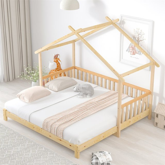 Erweiterbares Baumhausbett aus Massivholz von KOMHTOM in Weiß, B/T/H: 90 x 200 cm - Bild 1