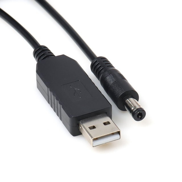 LANO USB zu DC5521 Spannungsverstärkungskabel, USB 5V auf 12V oder 9V Stromwandler für WLAN-Router, Schwarz, Länge: 1 m - Bild 1