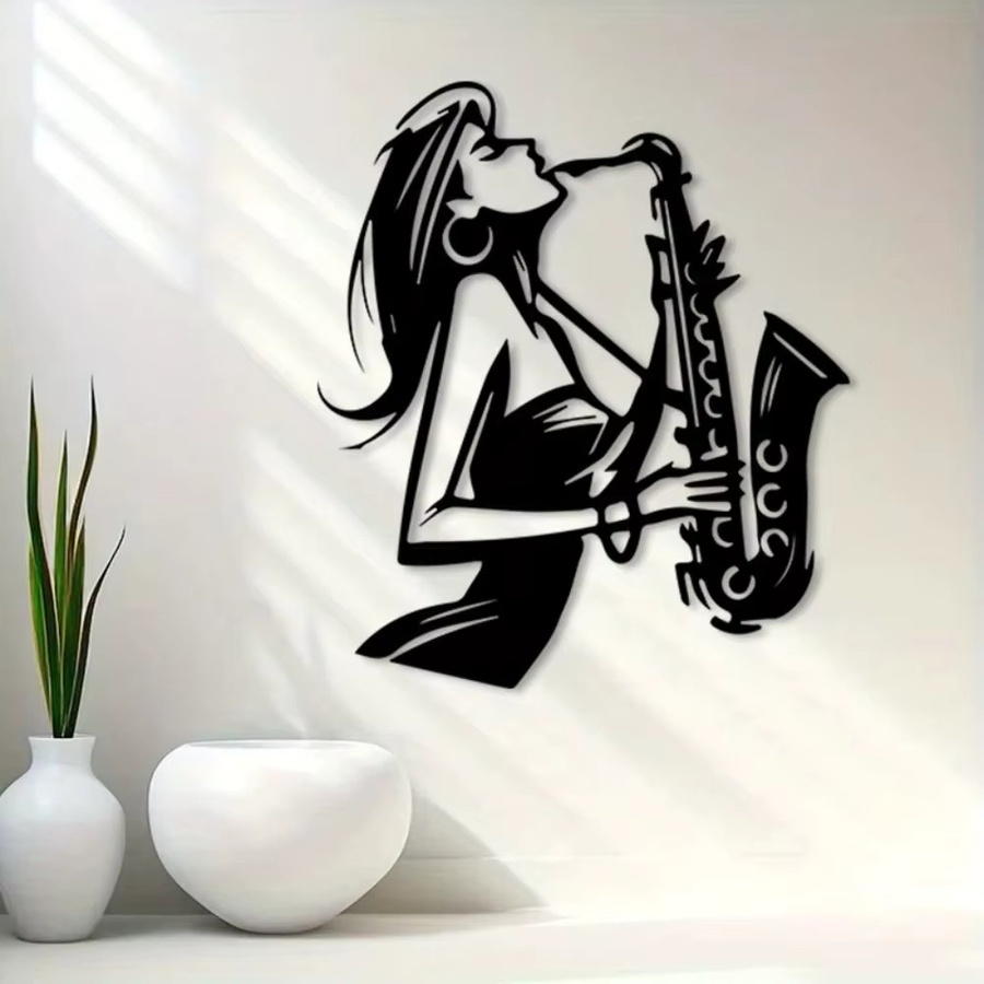 CIFBUY Vintage Jazz-Saxophon Wandkunst aus Metall in Schwarz - Bild 5