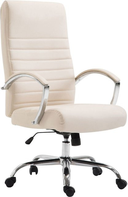 TPFLiving Bürostuhl Vallon in Beige aus Kunstleder mit Metallgestell, Höhe: 136 cm, Breite: 68 cm, Tiefe: 60 cm - Bild 1