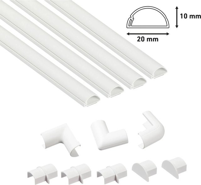 D-C-Fix Kabelkanal-Set Weiß 12-teilig mit Klebefläche B: 2,0 cm, H: 1,2 cm (20 mm x 10 mm) - Bild 1