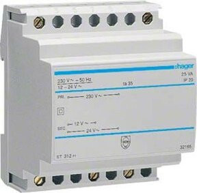 Hager Sicherheitstransformator ST312 12V/2,08A und 24V/1,04A - Bild 1