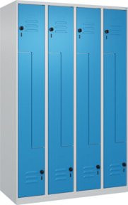 C+P Z-Spind Classic PLUS Spind mit 8 Fächern, Stahl, grau/blau, B/H/T: 120 x 185 x 50 cm mit Sicherheits-Drehriegelverschluss und Garderobenstange - Bild 1