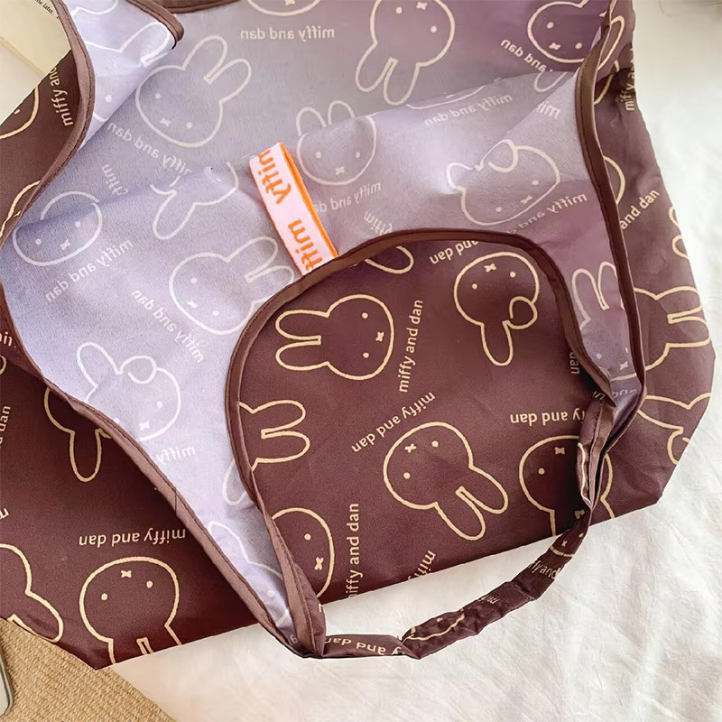 Miffy Kawaii Faltbare Einkaufstasche in Braun mit großem Fassungsvermögen - Bild 2