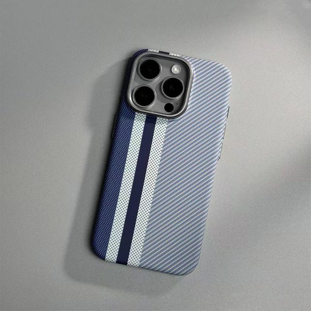 Yiran Magsafe Handyhülle mit buntem Kevlar-Muster für iPhone 16 15 14 13 12 11 Pro Max in Multicolour und Blau - Bild 1