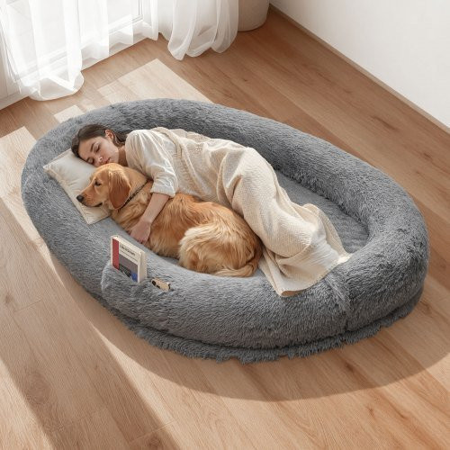 VEVOR Orthopädisches Memory-Schaum Hundebett für Menschen und Hunde, Dunkelgrau, B/T/H: 174 x 118 x 24 cm - Bild 1
