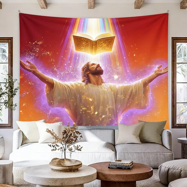 Religiöser Wandteppich mit Taube und Jesus von JMG Household Supplies, Mehrfarbig, Breite: 70 cm, Höhe: 100 cm - Bild 1