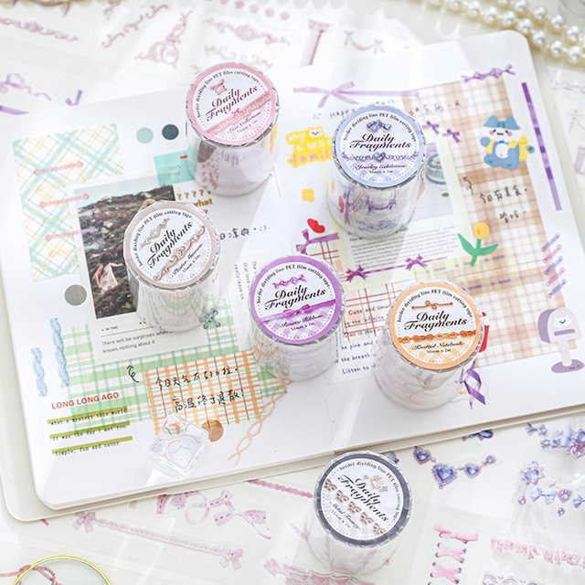 6 Rollen Washi Tape mit Retro-Schmetterlingsknoten-Motiven in Blau und Multicolour aus PET-Folie zum Verzieren von Collagen - Bild 1