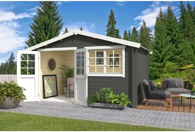 Lasita Gartenhaus Axel Maja in Grüngrau, B/H/T: 415,1 x 245,1 x 250 cm - Bild 1