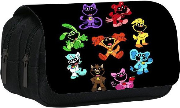 Doppellagiges Federmäppchen Lachende Critters von Fancy Style Studio in Schwarz, Breite: 22 cm - Bild 1