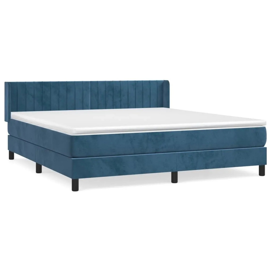 vidaXL Boxspringbett mit Matratze und Kopfteil in Dunkelblau aus Samt, B/T/H: 180 x 200 x 183 cm - Bild 2