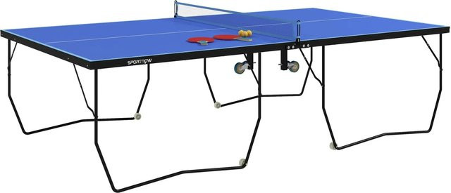 SPORTNOW Tischtennisplatte klappbar in Blau mit Netz und Rollen, B/T/H: 274 x 152,5 x 76 cm - Bild 1