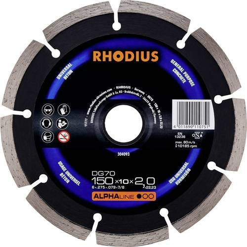 Rhodius Diamanttrennscheibe 304093 für Beton, Durchmesser: 150 mm, Schwarz - Bild 1