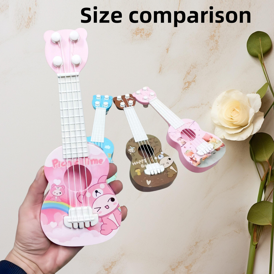 Linyi toy Miniatur-Gitarre Ukulele rosa für Anfänger 3-6 Jahre - Bild 3