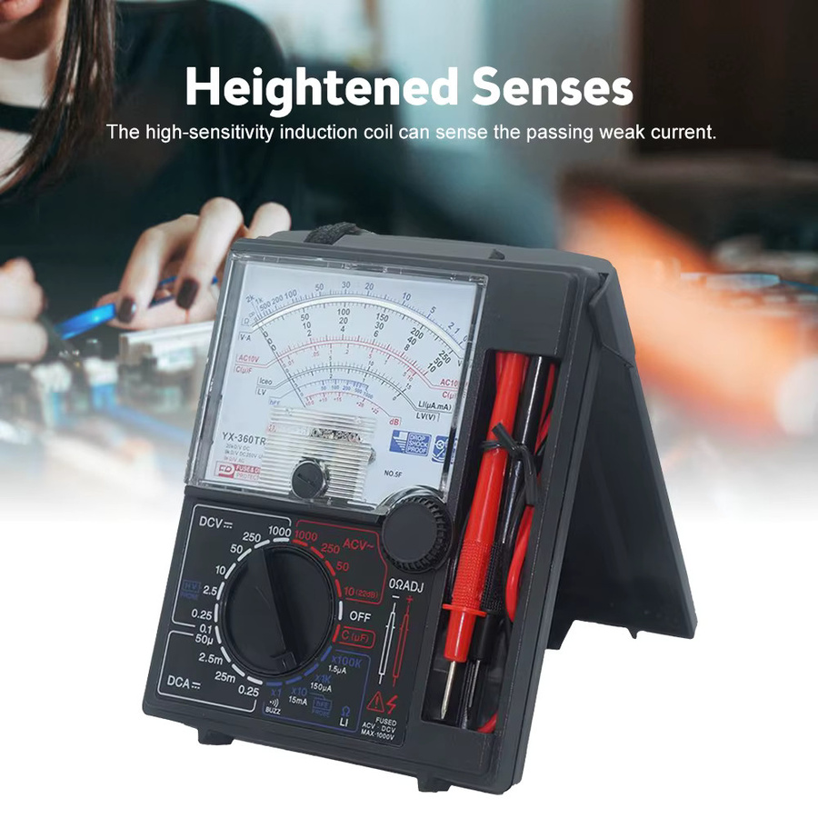 Gaqqee YX-360TRD Analoges Multimeter mit integrierter Prüfspitze für AC/DC-Spannung, Strom, Diode und Ohm - Bild 3