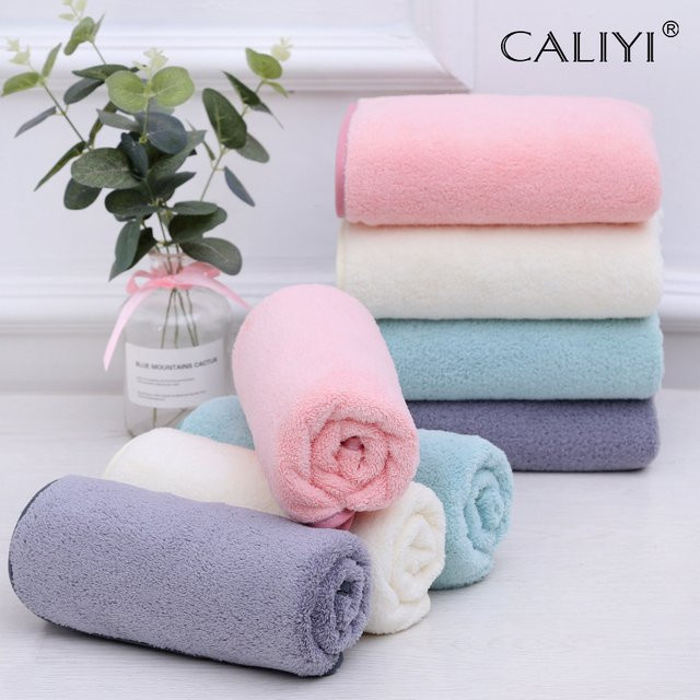 CALIYI Korallensamt Gesichtshandtücher im 3er Set, weich und saugfähig für Gesichtspflege und Make-up-Entfernung, Breite: 60 cm, Tiefe: 30 cm - Bild 1
