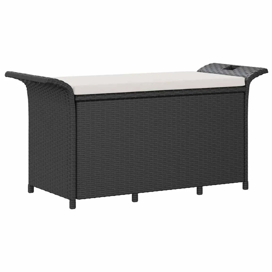 vidaXL Gartenbank aus Poly Rattan mit Kissen in Schwarz, B/T/H: 116 x 46 x 57 cm - Bild 2