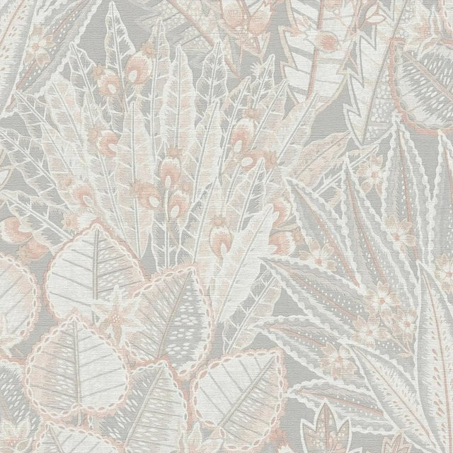 PROFHOME Floral Tapete Blumenmuster Matt in Grau Beige Weiß, Breite: 0,53 m, Länge: 10,05 m - Bild 1