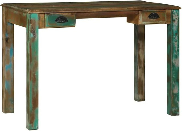 vidaXL Schreibtisch aus Massivholz und Altholz in Braun, rustikales Design, B/T/H: 112 x 55 x 76 cm - Bild 1