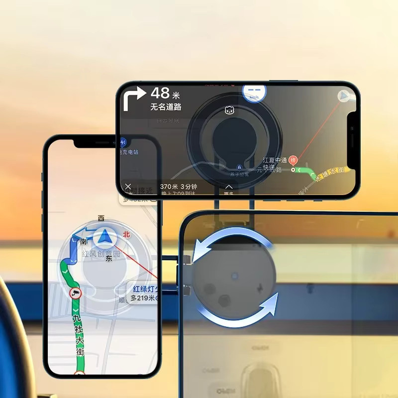 Magnetischer Autotelefonhalter in Schwarz mit 720 Grad Drehung und ausziehbarem Ständer für iPhone, Samsung und Xiaomi - Bild 4