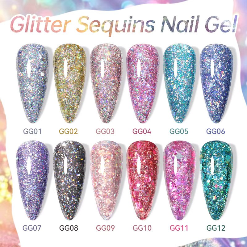 LILYCUTE Glitzer-Pailletten-Gel-Nagellack, 7 ml, bunt, glänzend - Bild 3