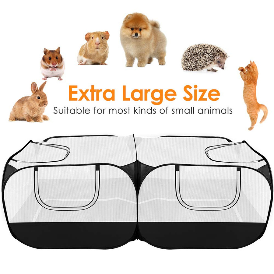 BC Pet Supplies Tragbares und faltbares Haustierzelt als Laufstall und Zwinger in Blau, transparent und atmungsaktiv für Katzen und Hunde - Bild 3