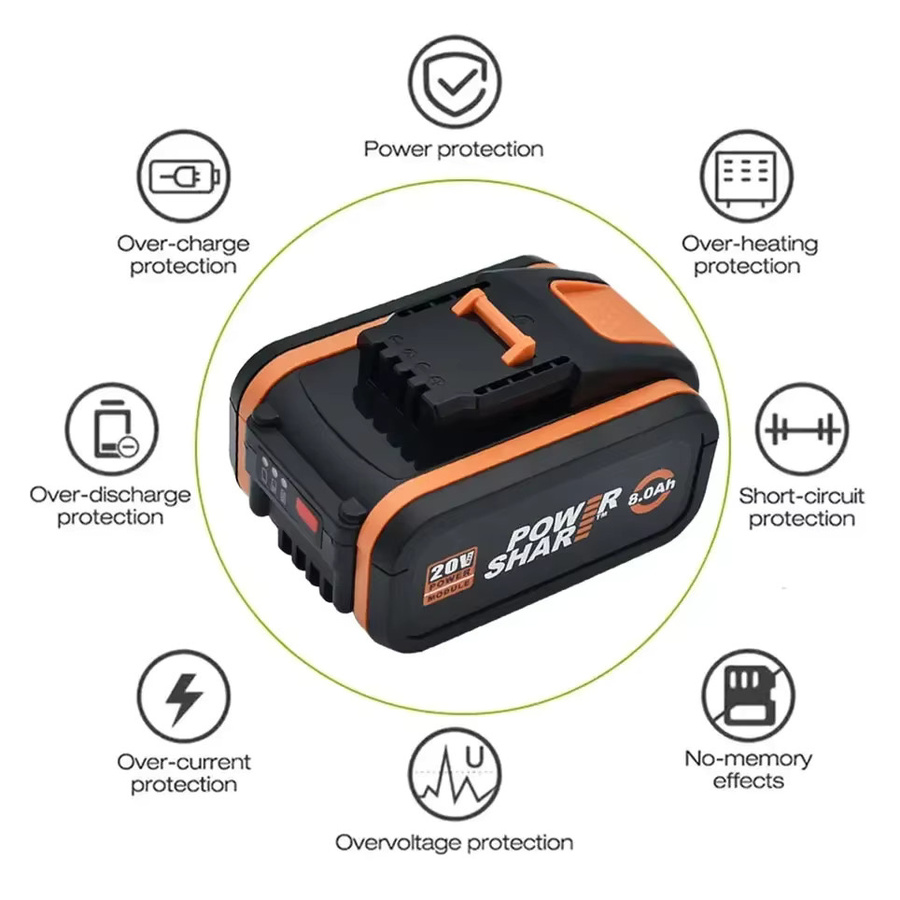 Worx Li-Ion Akku 20V 8000mAh in Schwarz für WX390 WX176 WX166.4 WX372.1 WX800 WX678 WX550 WX532 WG894E WG629E WG329E WG2 - Bild 2