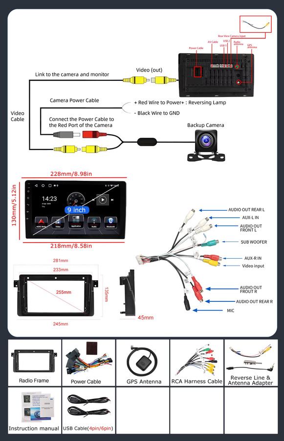 ESSGOO Android 15 Autoradio mit 9 Zoll IPS Touchscreen für BMW 3er E46 M3, Rover 75 und MG ZT, Kabelloses CarPlay und Android Auto, GPS, Bluetooth, Multimedia-Videoplayer in Schwarz - Bild 5