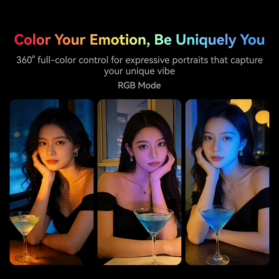 TELESIN Magnetisches RGB Mini-Selfie-Licht mit 360 Grad Rotation und 3 Modi für Smartphone iPhone und Android, Multicolor - Bild 4
