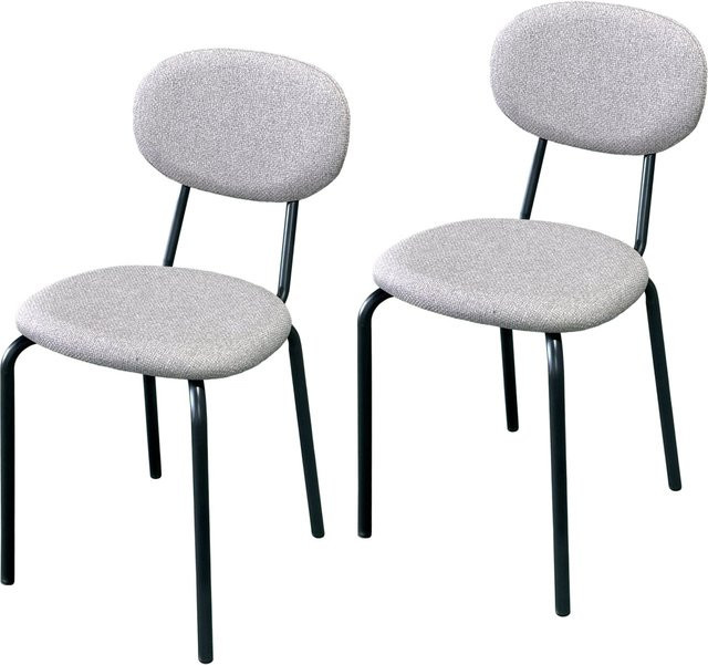 HTI-Living Stuhl Anella 2er-Set Cappuccino mit Stoffbezug und Metallgestell in Beige und Grau - Bild 1