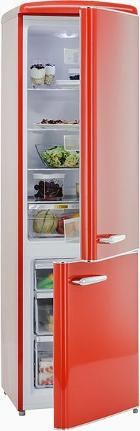 Exquisit Retro Kühl-Gefrierkombination RKGC250-70-H-160E in Rot, Standgerät mit Gefrierfach unten, B: 60 cm, T: 63 cm, H: 160 cm - Bild 1