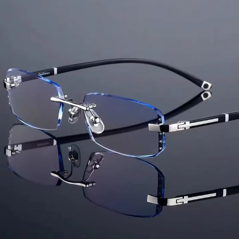 Vintage Lesebrille, Unisex, randlos, rechteckig, Metall - Bild 2
