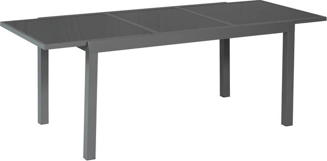 Merxx Gartentisch aus Aluminium und Glas in Graphit, ausziehbar, rechteckig, B/T: 150 bis 210 cm x 90 cm - Bild 1